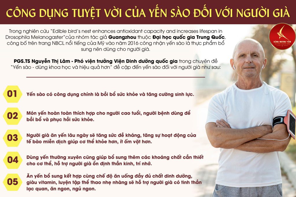 Tác dụng của yến sào với sức khỏe người già